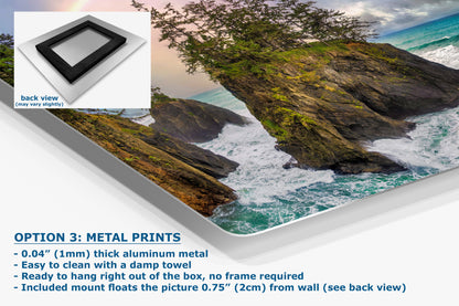 Oregon Coast Ocean Picture, Pacific Northwest Rainbow Nature Photo Relaxation Artwork for Meditation, Apartment, Office & House Decor