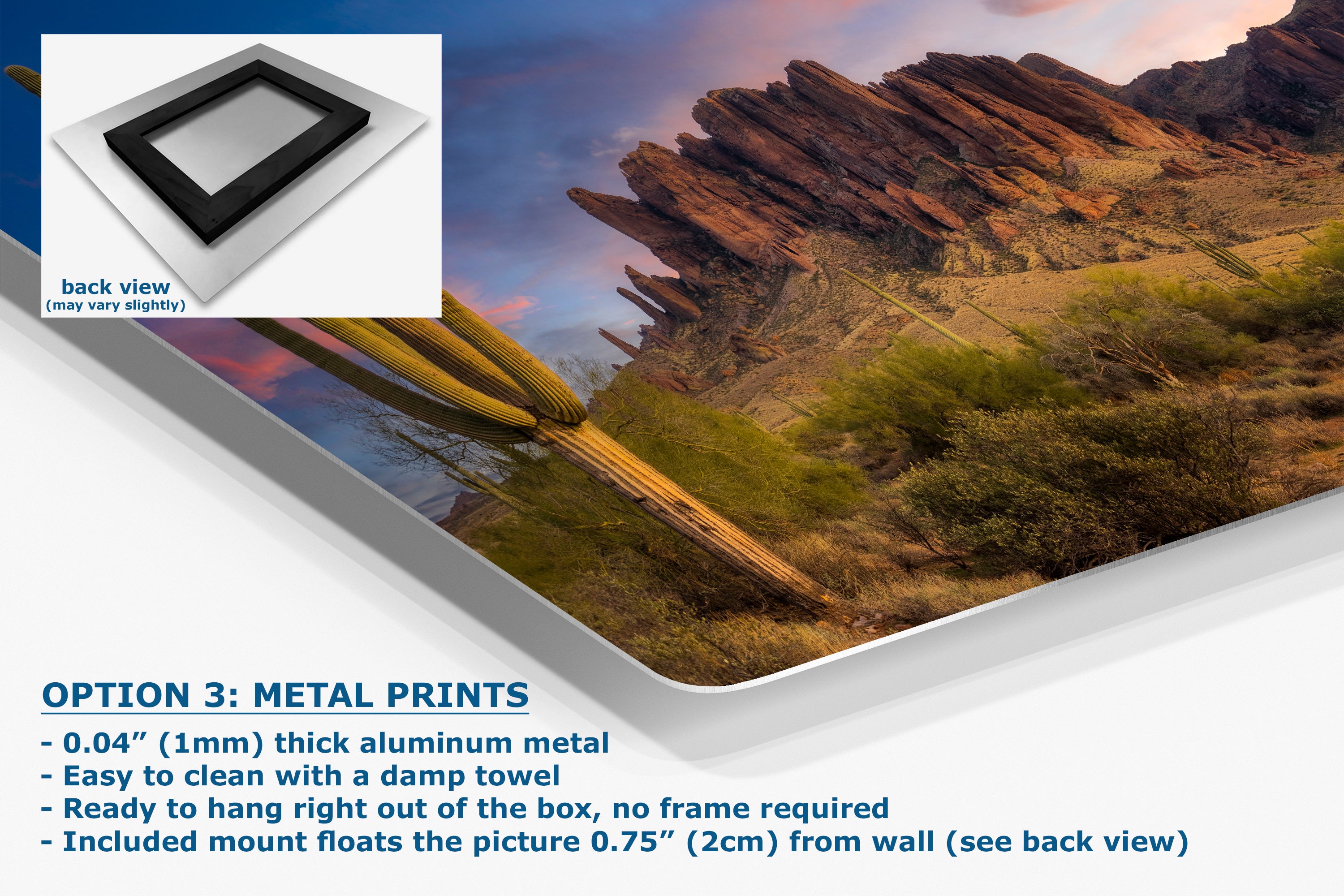 Arizona Desert Picture Sunset, Saguaro Cactus Artwork Nature Photo, Southwestern Wall Art of Superstition Mountains at Lost Dutchman State Park