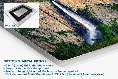 Bridalveil Falls Yosemite National Park Nature Photo Close Up, Relaxation Artwork Waterfall Picture for Meditation, Dorm Room, Office, and House Decor