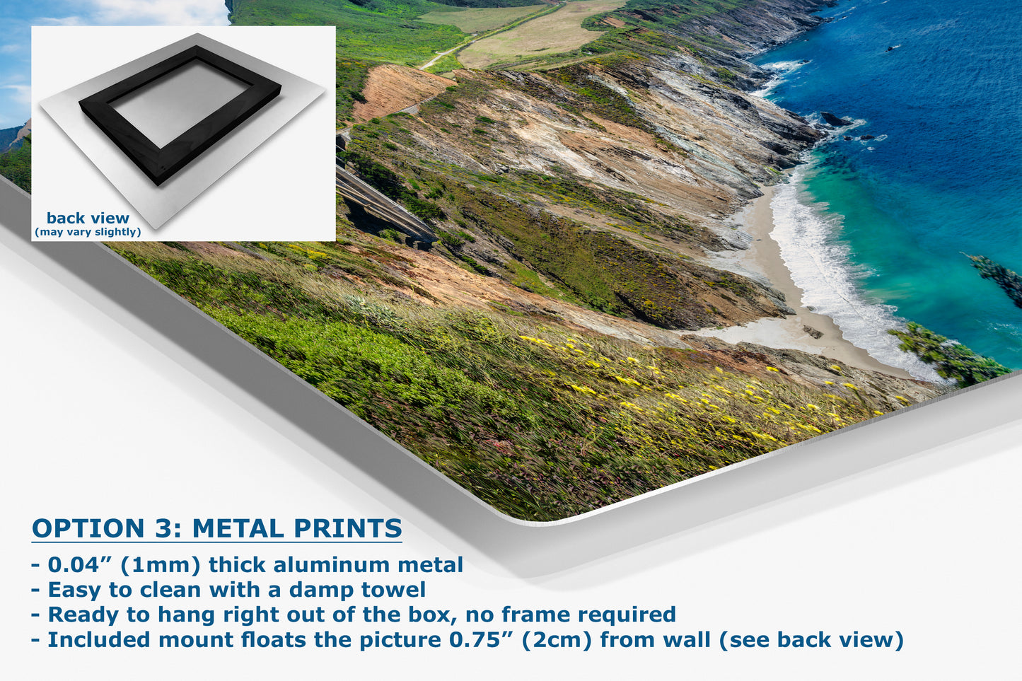 Bixby Bridge Ocean Picture, Big Sur California Coastline Nature Photo Panorama, Relaxation Artwork for Meditation, Office, & House Decor