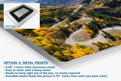 Colorado San Juan Mountain Picture, Fall Colors Aspen Trees Forest, Million Dollar Highway Nature Photo for Relaxation Artwork, Meditation and House Decor