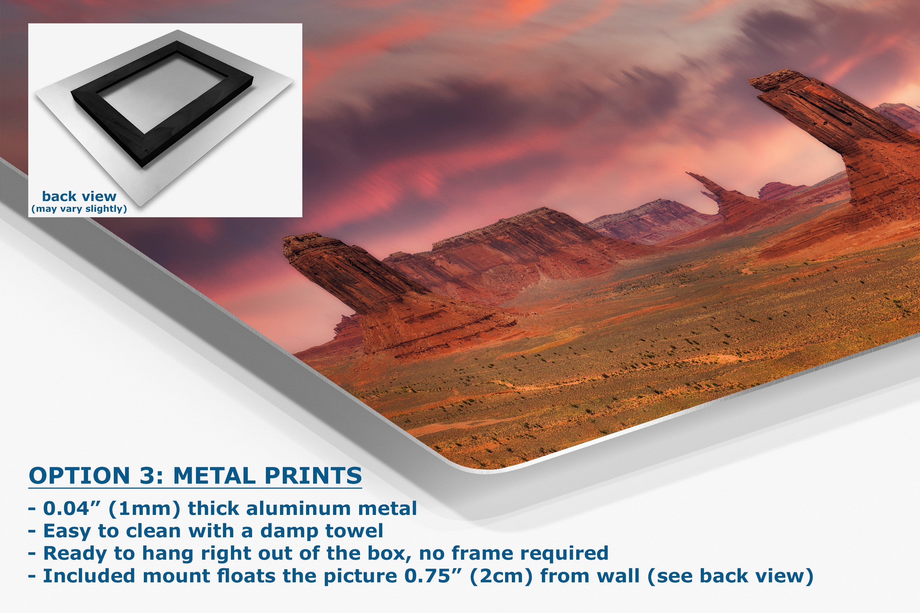 Monument Valley Arizona Desert Picture Nature Photo Panorama, Bohemian Style Relaxation Artwork for Meditation, Apartment, Office & House Decor