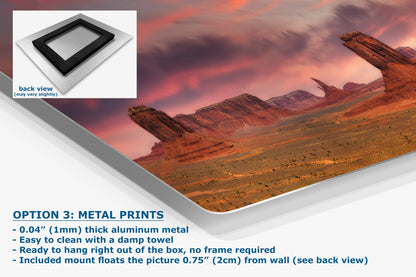 Monument Valley Arizona Desert Picture Nature Photo Panorama, Bohemian Style Relaxation Artwork for Meditation, Apartment, Office & House Decor