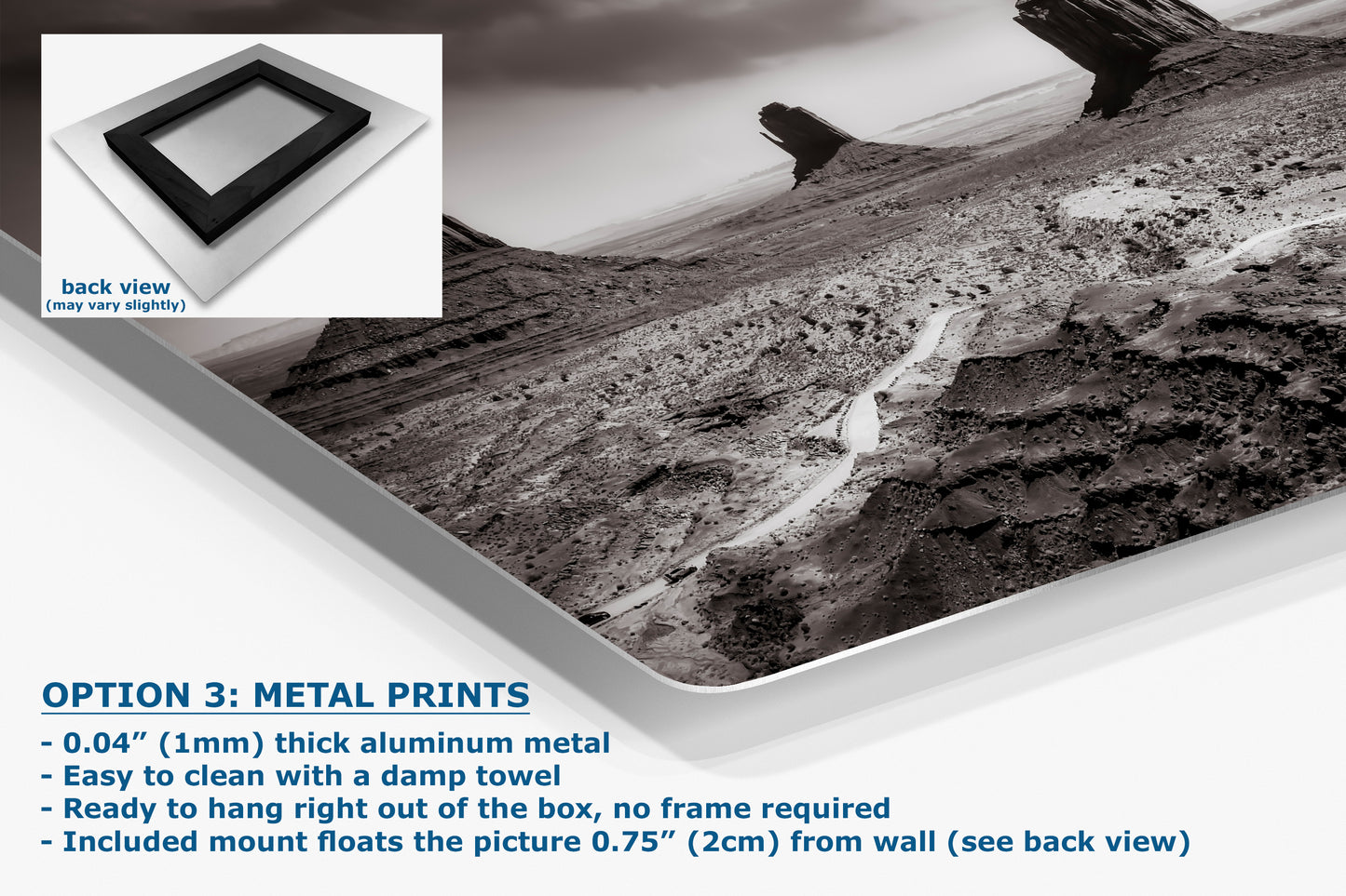 Monument Valley Arizona Desert Picture, Black and White Nature Photo, Bohemian Style Relaxation Artwork for Meditation, Apartment, Office & House Decor