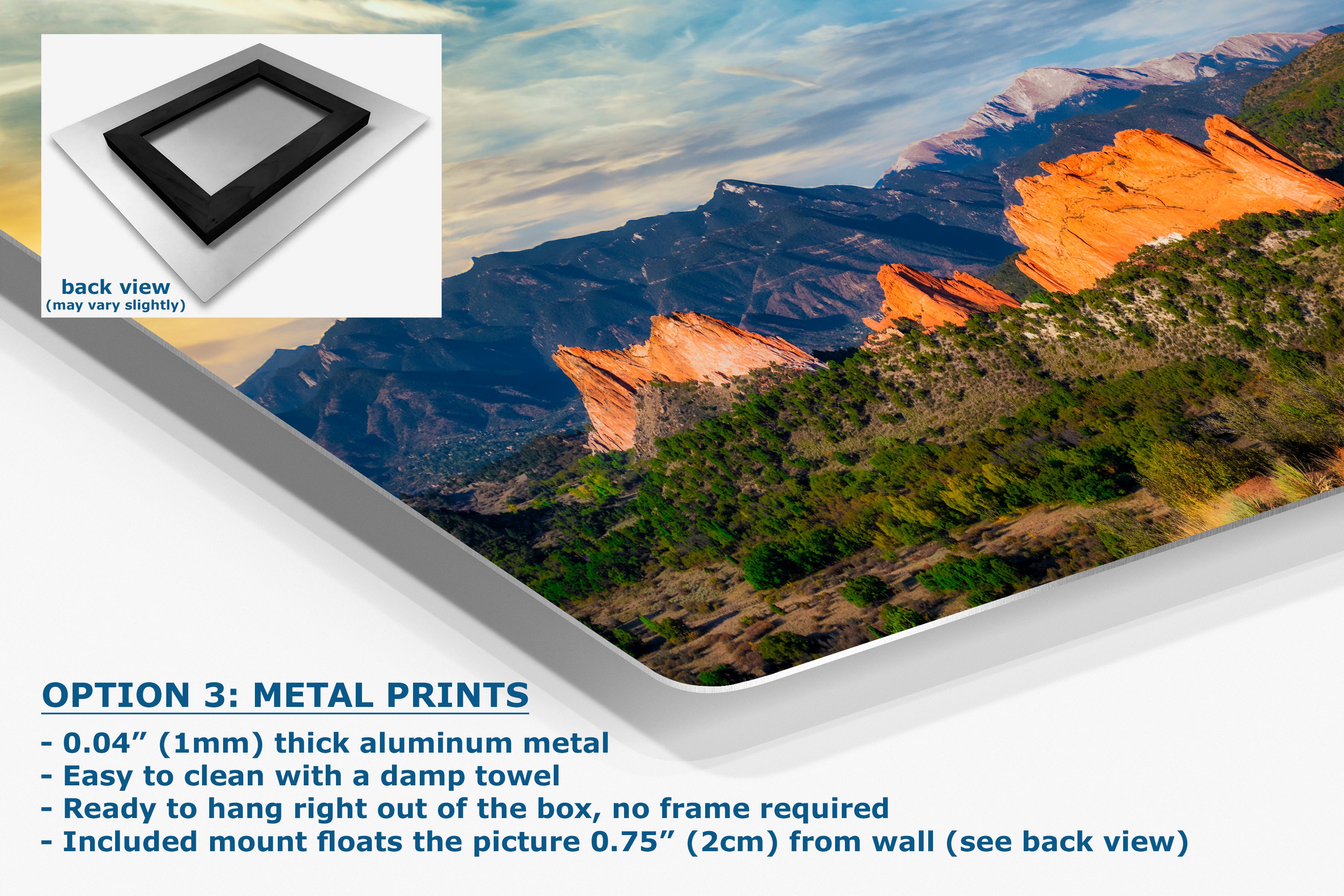 Garden of the Gods & Pikes Peak Colorado Mountain Picture Nature Photo, Rocky Mountain Relaxation Artwork for Meditation/Office/House Decor