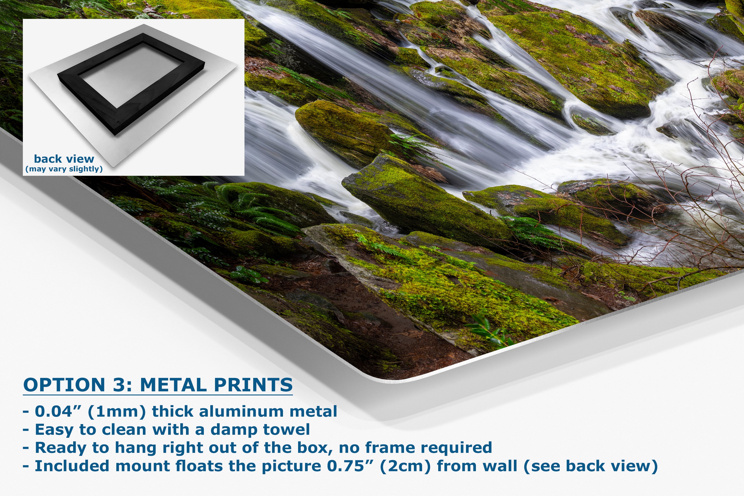 Oregon Pacific Northwest Waterfall Picture Nature Photo Relaxation Artwork in Bohemian Style for Meditation, Office, Apartment, House Decor