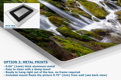 Oregon Pacific Northwest Waterfall Picture Nature Photo Relaxation Artwork in Bohemian Style for Meditation, Office, Apartment, House Decor