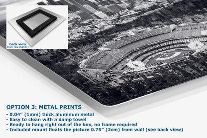 Dodgers Stadium Photo, Los Angeles Skyline Black and White Wall Art