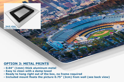 Los Angeles Dodgers Baseball Stadium, LA Skyline Urban Cityscape Photo Art