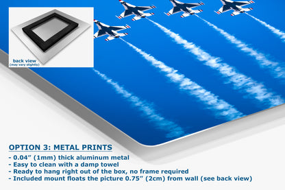 US Airforce Thunderbirds F-16 Fighting Falcon Aviation Artwork, Military Jet Fighter Wall Decor, Aviation Photo, Man Cave or Garage Art