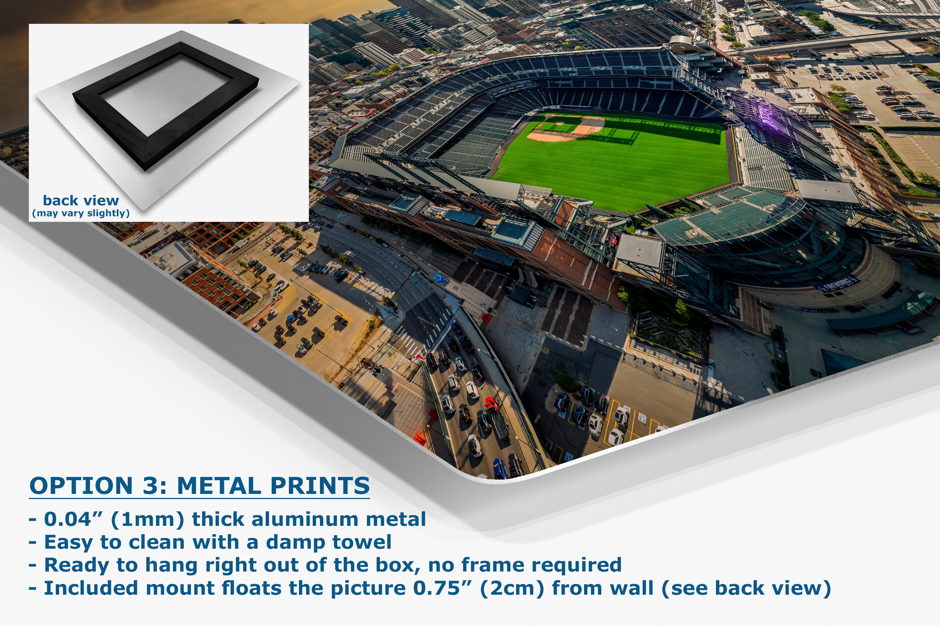 Colorado Rockies Baseball Stadium, Coors Field Denver Colorado Skyline Print for Man Cave Decor & Sports Fans