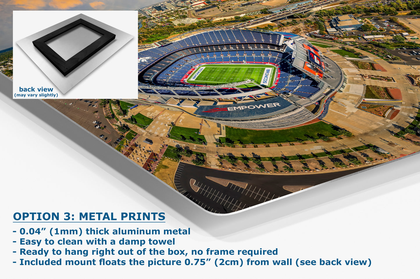 Denver Broncos Football Stadium | Mile High Stadium Denver Colorado Skyline Print | Sports Decor, Man Cave Art