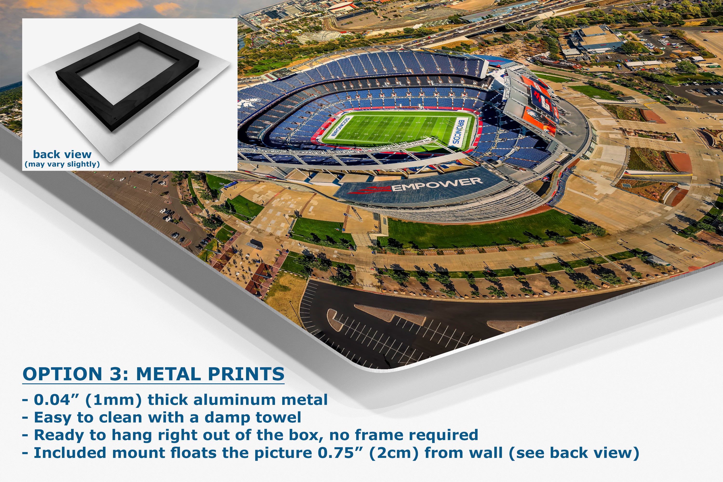 Denver Broncos Football Stadium | Mile High Stadium Denver Colorado Skyline Print | Sports Decor, Man Cave Art