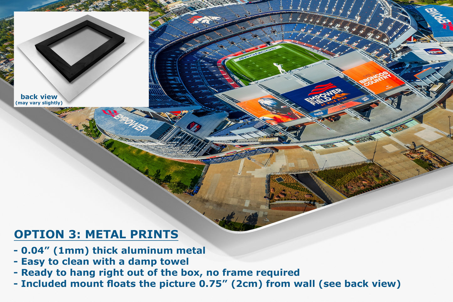 Denver Broncos Football Stadium, Mile High Stadium Denver Colorado Skyline Print, Sports Decor, Man Cave Art