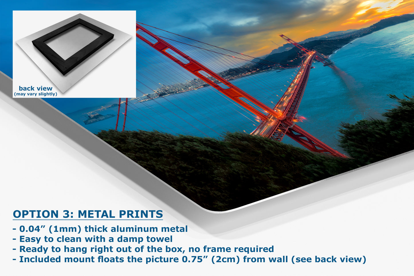 San Francisco Golden Gate Bridge Picture California Coastline | Panoramic Photo or Home Decor, Office, Dorm Room, Gift for Him, Housewarming