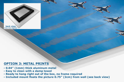 US Airforce Thunderbirds F-16 Fighting Falcon Aviation Artwork ‚Äì Military Jet Fighter Wall Decor for Home & Office, Airplane PhotoPrint