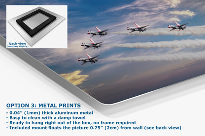 US Airforce Thunderbirds F-16 Fighting Falcon Aviation Artwork | Man Cave Decor & Garage Art | Military Jet Fighter Poster