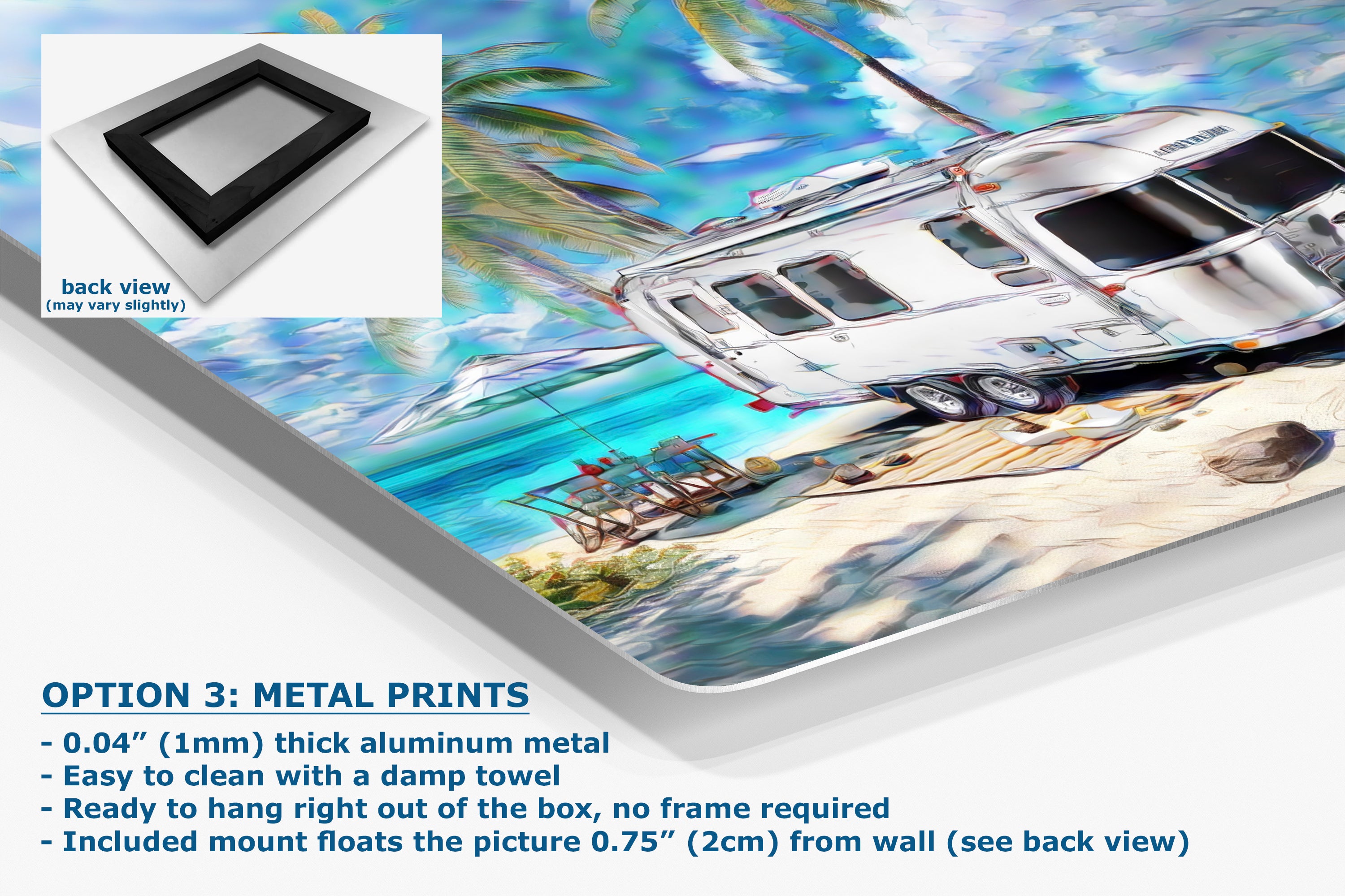 Airstream Travel Trailer Art at a Tropical Ocean Paradise Campsite