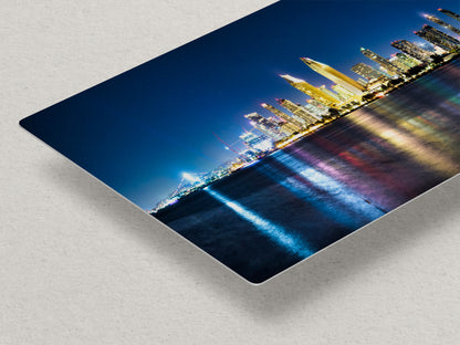 San Diego Skyline Panorama Photo, Urban Cityscape at Night Wall Art, Large Canvas Print for Living Room or Office