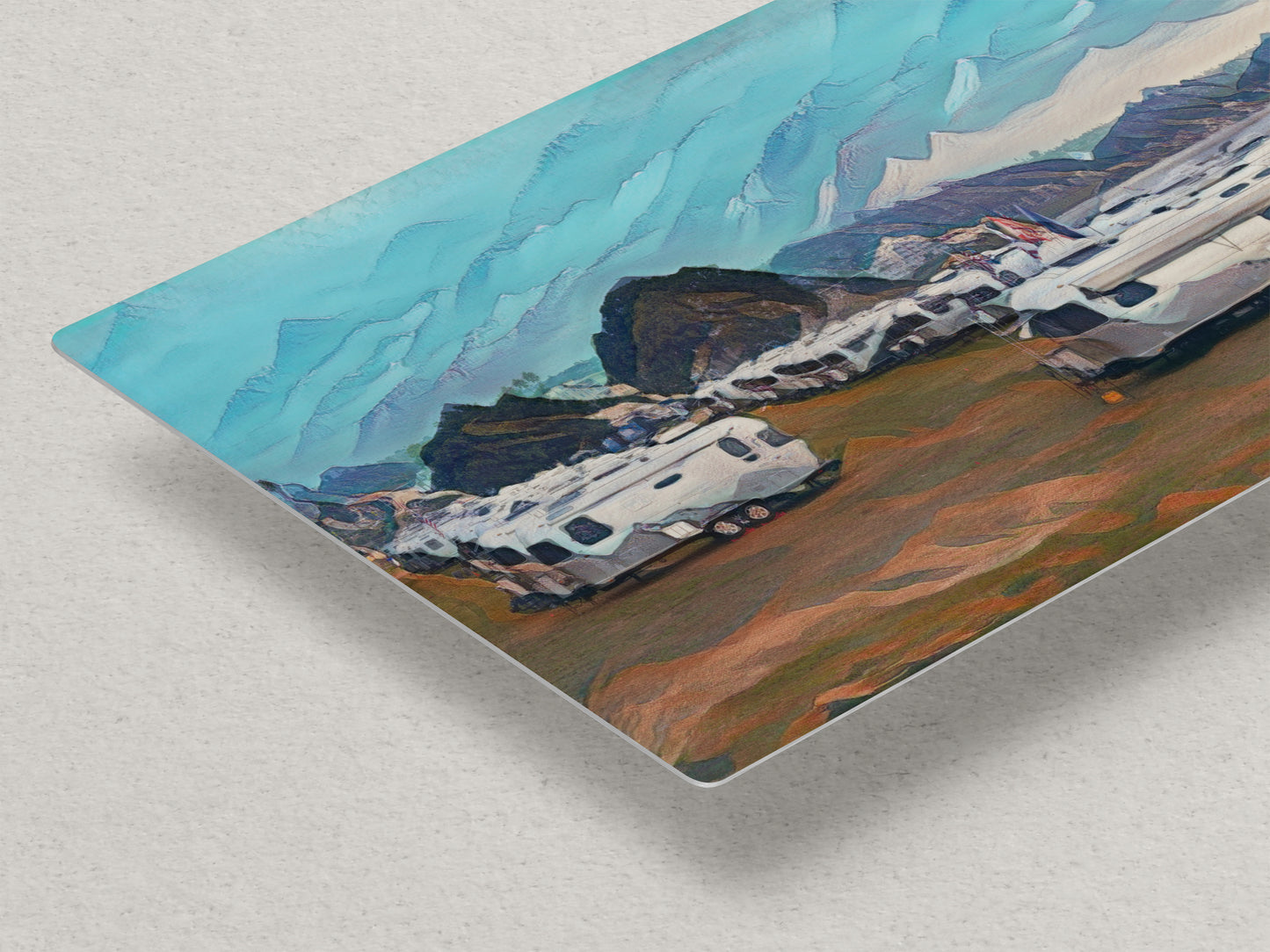 Airstream Travel Trailer with Mountainscape Camping Decoration