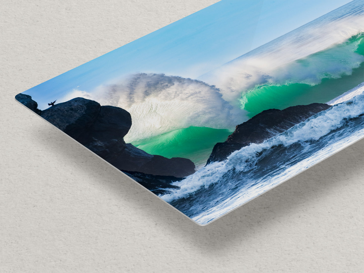Beach Wave Ocean Picture, California Coastline Nature Photo Wall Decor, Morro Rock Artwork