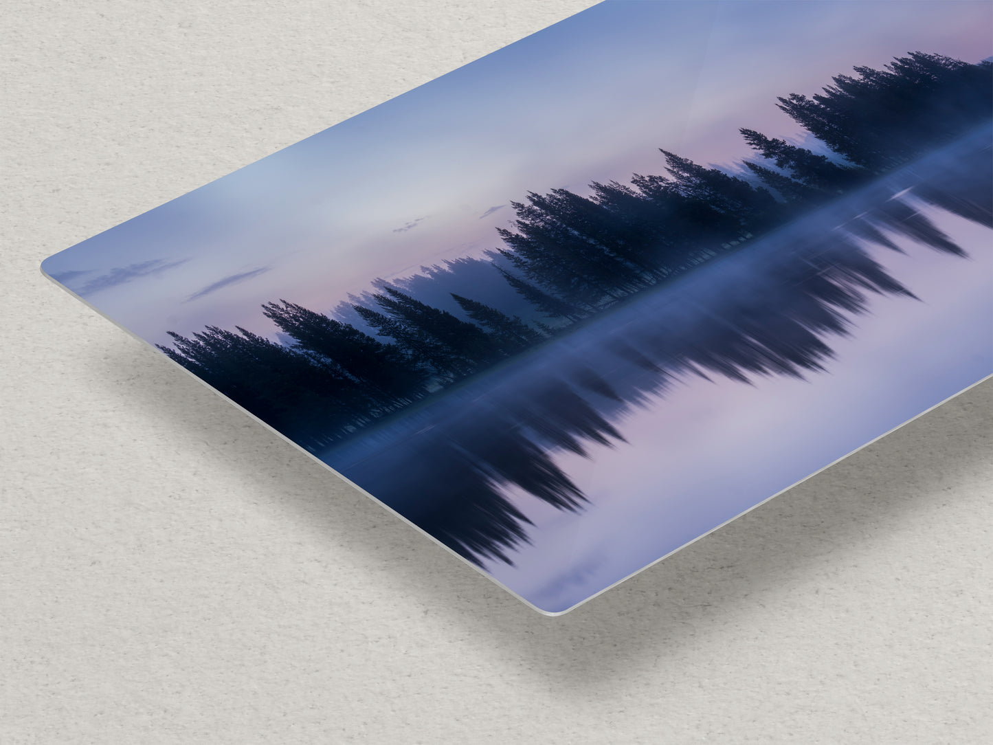 Yellowstone Lake Foggy Forest Picture, Reflection Nature Photo, Wyoming Landscape Relaxation Artwork for Meditation, Office, & House Decor