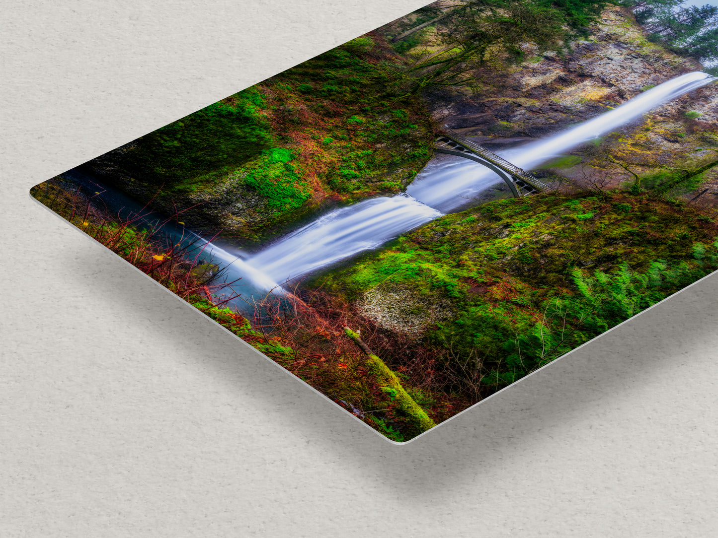 Multnomah Waterfall Picture Nature Photo Wall Art, Pacific Northwest Oregon Relaxation Artwork