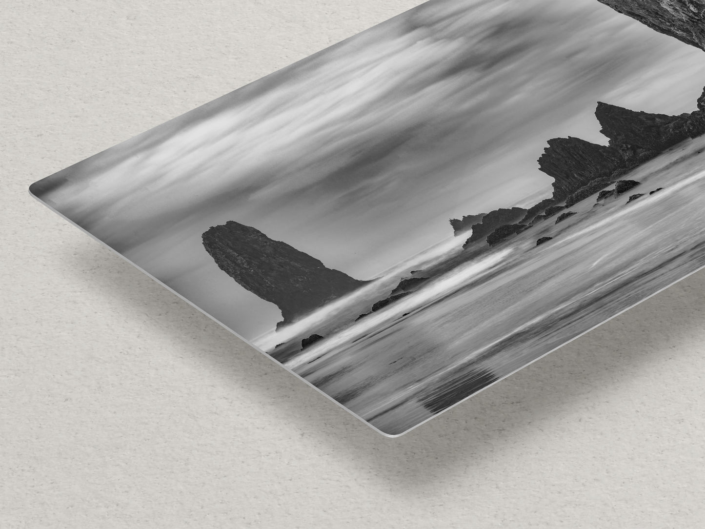 Cannon Beach Oregon Coast Ocean Picture Nature Photo, Black and White Haystack Rocks, Coastal Beach House Decor for Ocean Lovers