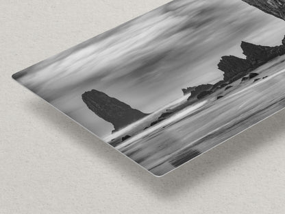 Cannon Beach Oregon Coast Ocean Picture Nature Photo, Black and White Haystack Rocks, Coastal Beach House Decor for Ocean Lovers