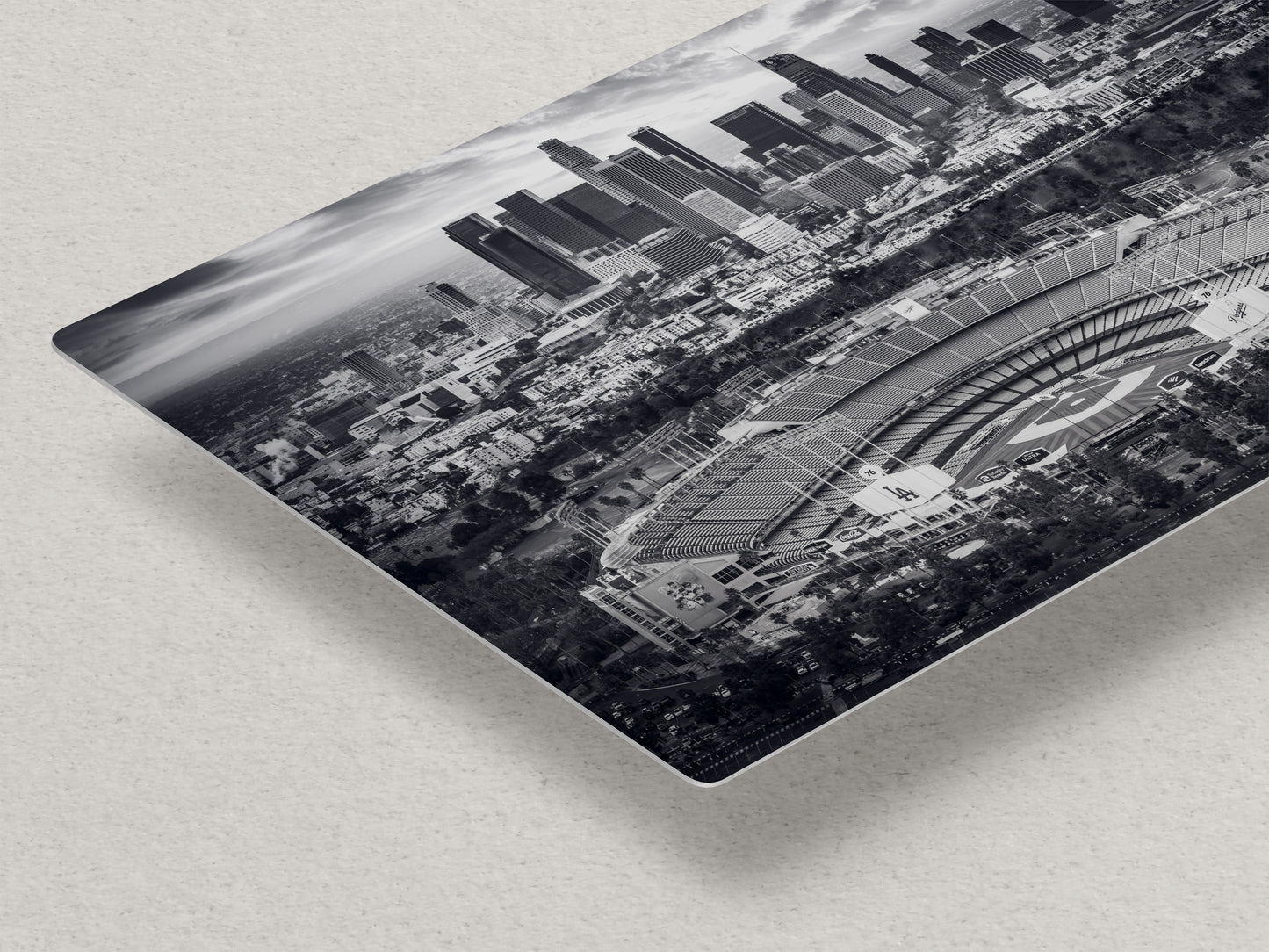 Dodgers Stadium Photo, Los Angeles Skyline Black and White Wall Art