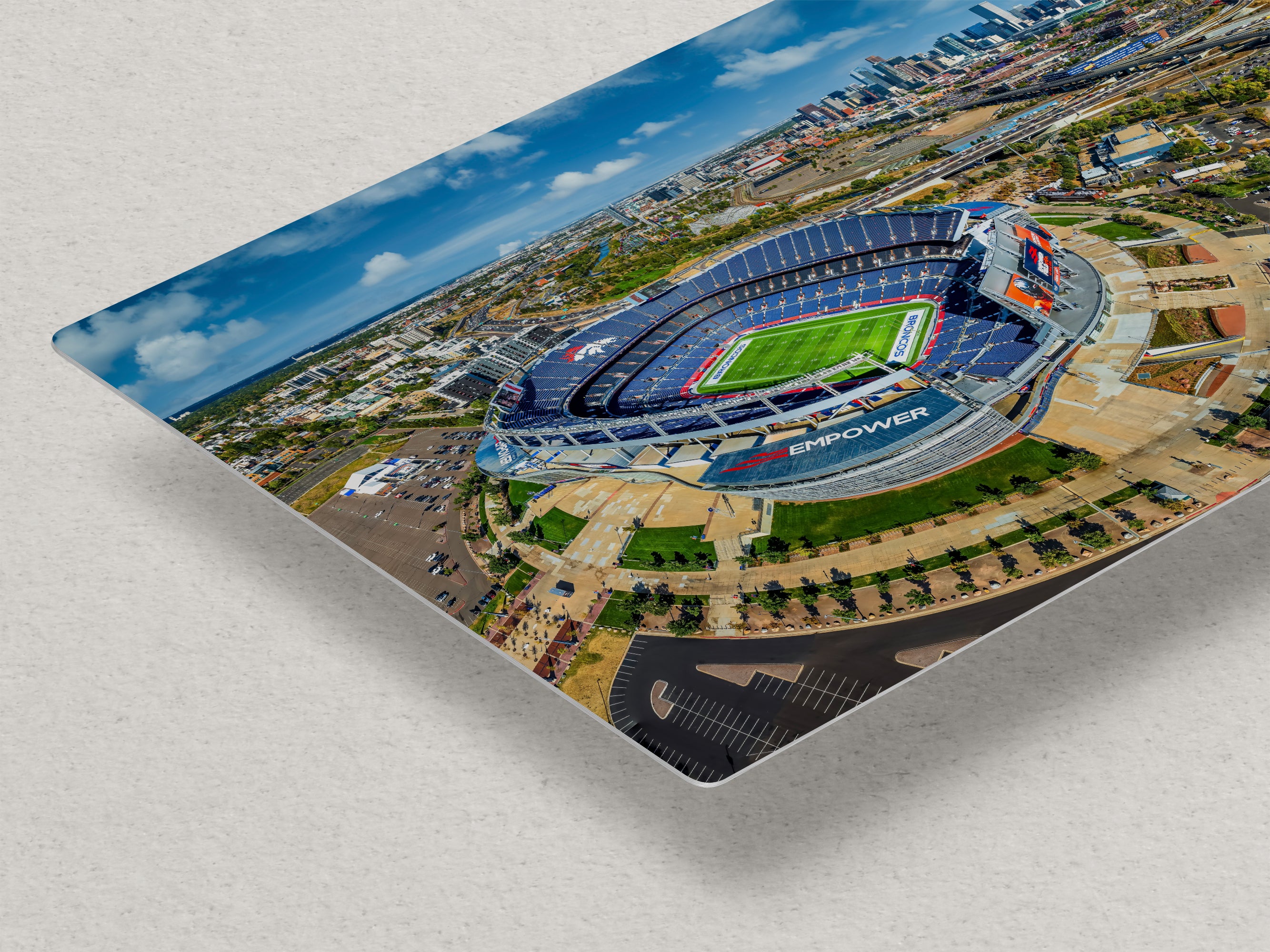 Denver Broncos Football, Mile High Stadium Denver Colorado Skyline Print Sports Decor, Man Cave Art