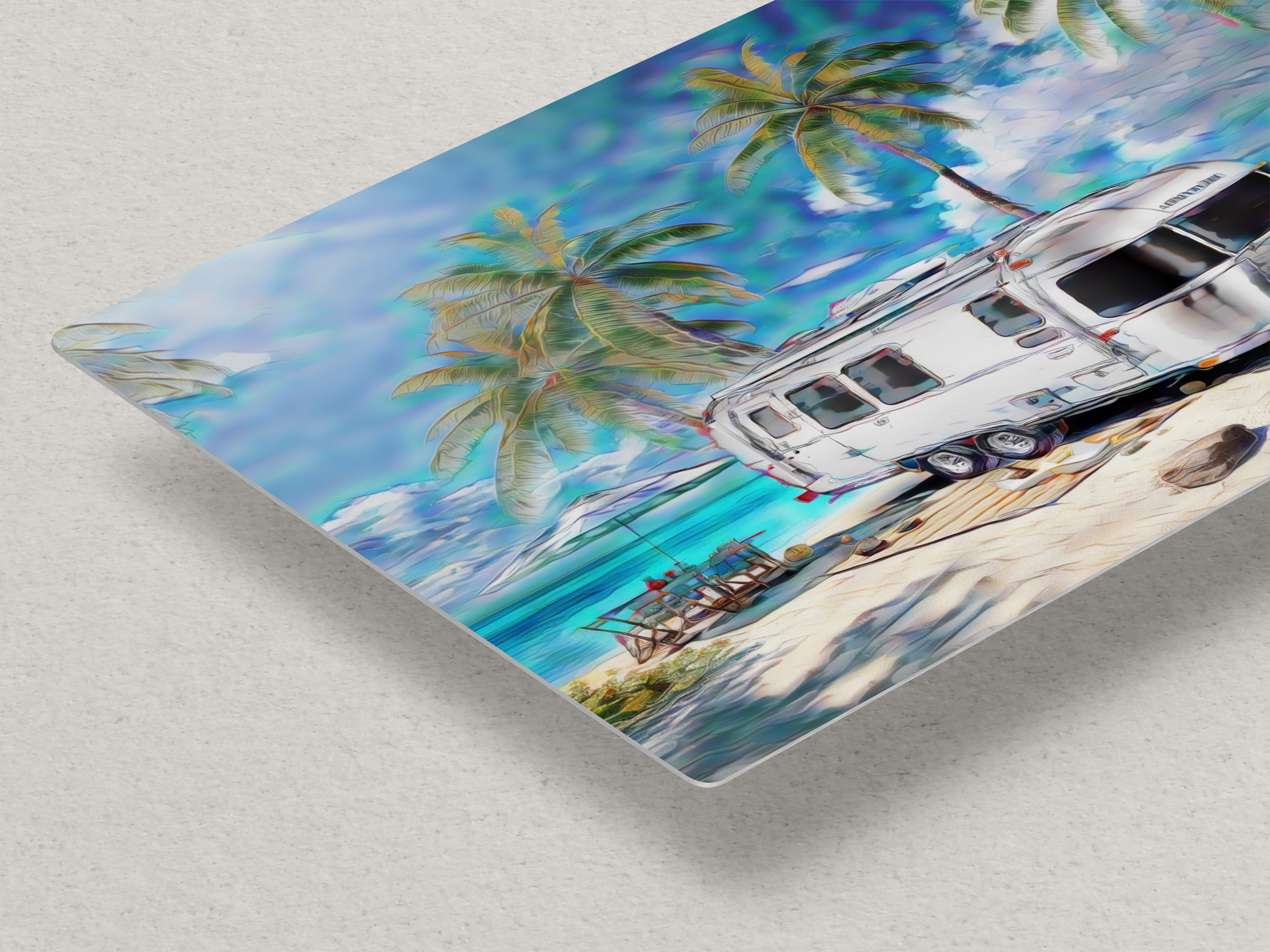 Airstream Travel Trailer Art at a Tropical Ocean Paradise Campsite