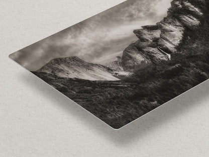 Tunnel View Yosemite National Park Mountain Picture Black and White Nature Photo Relaxation Artwork for Mediation, Office, & House Decor