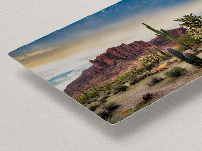 Arizona Desert Picture Wall Art Saguaro Cactus Artwork Nature Photo, Southwestern Wall Art of Superstition Mountains at Lost Dutchman State Park