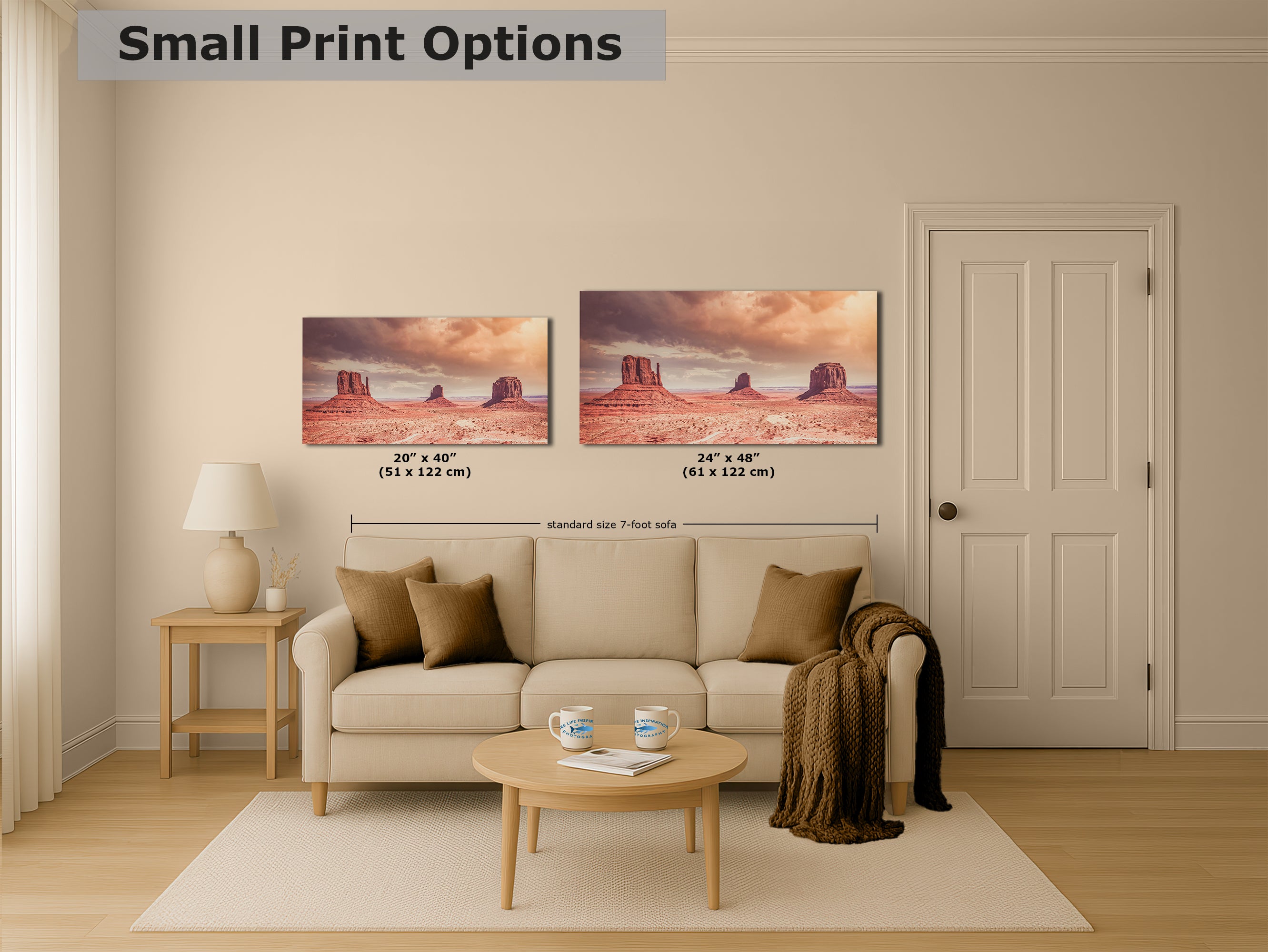 Monument Valley Panorama Arizona Desert Picture Nature Photo, Bohemian Style Relaxation Artwork for Meditation, Apartment, Office & House Decor