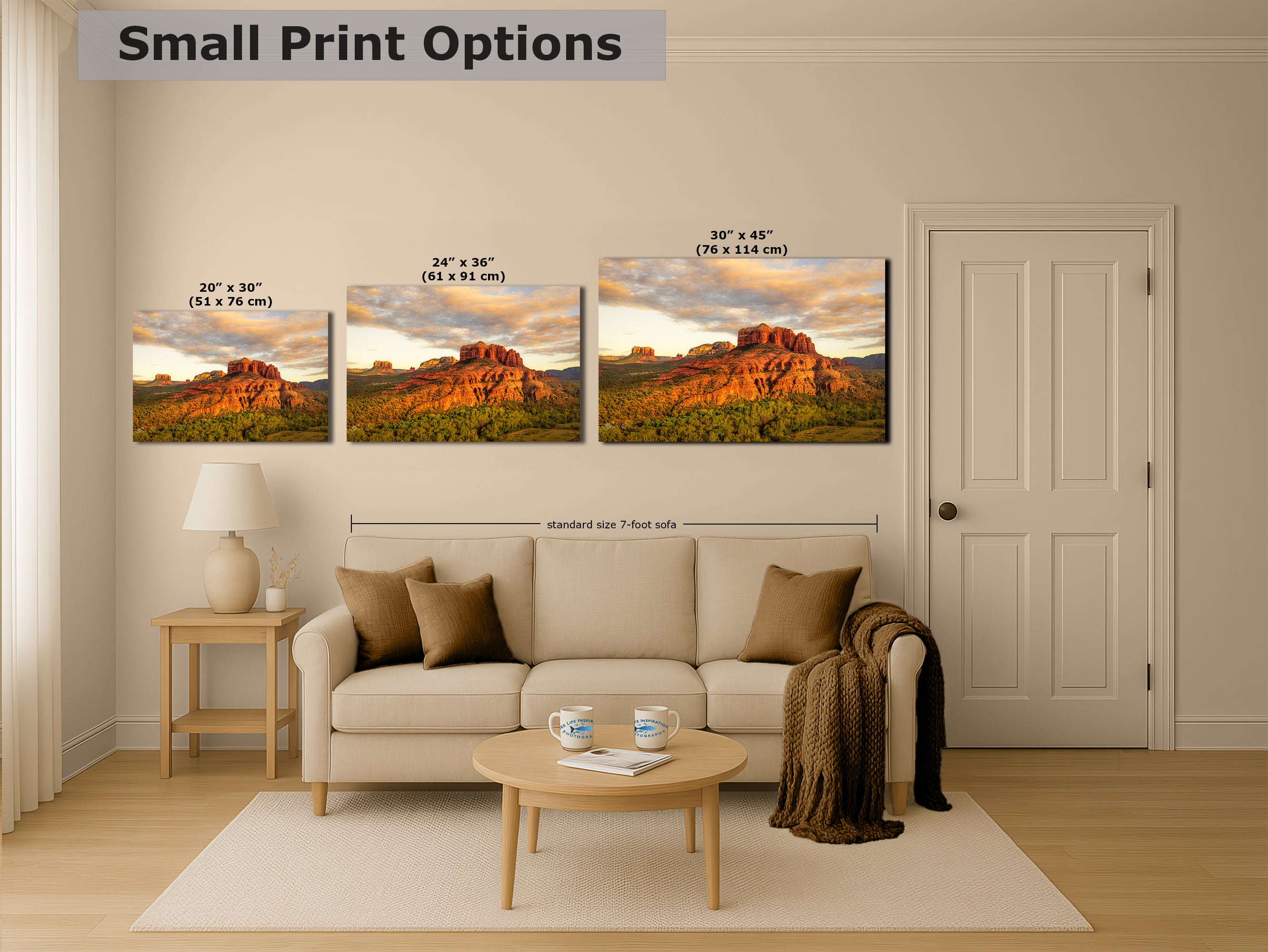 Sedona Arizona Desert Picture Nature Photo of Cathedral Rock, Bohemian Relaxation Artwork for Meditation