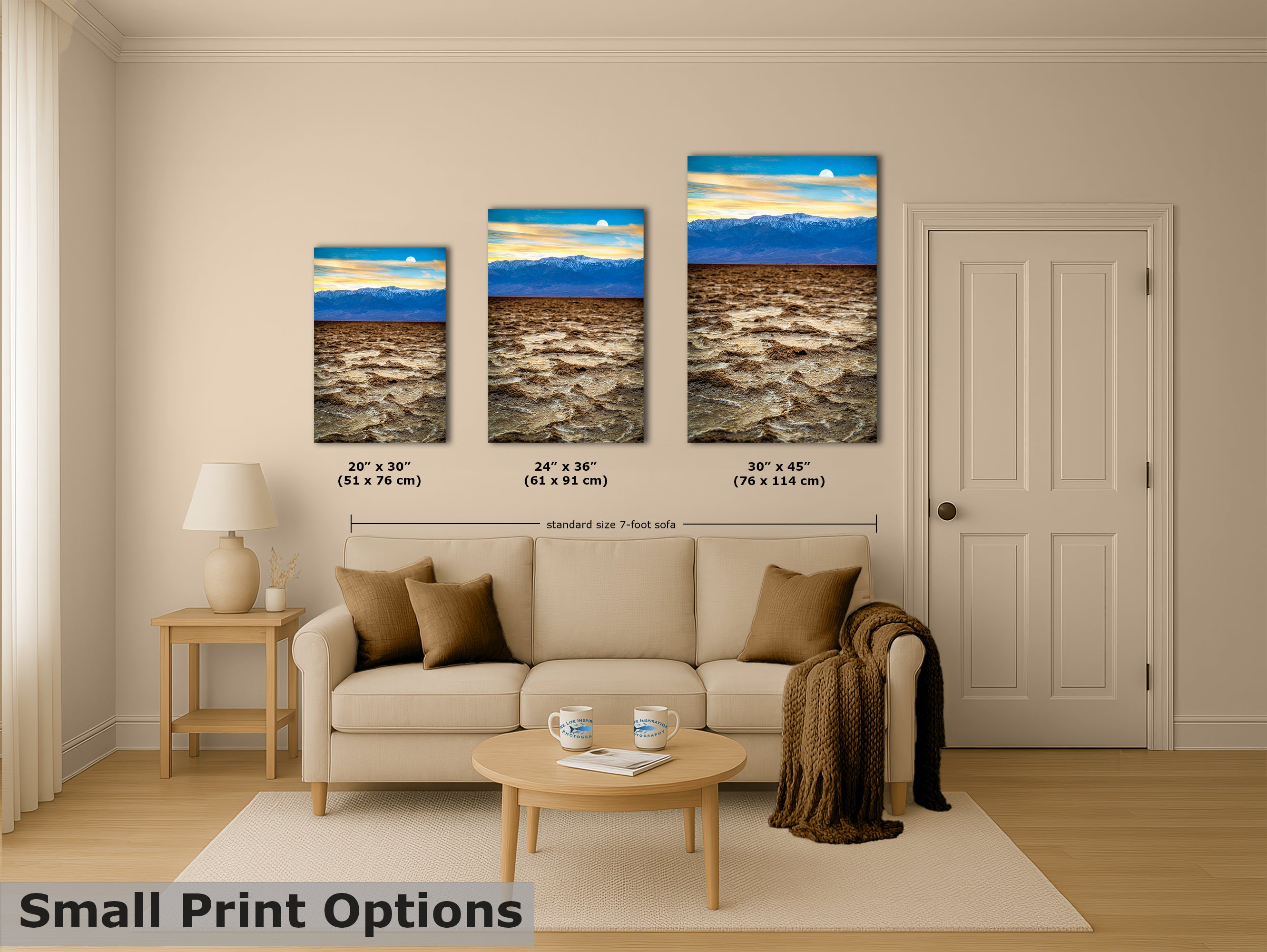 Death Valley National Park California Desert Picture Nature Photo, Badwater Basin Salt Flats and Telescope Peak Sunset Photo for House Decor
