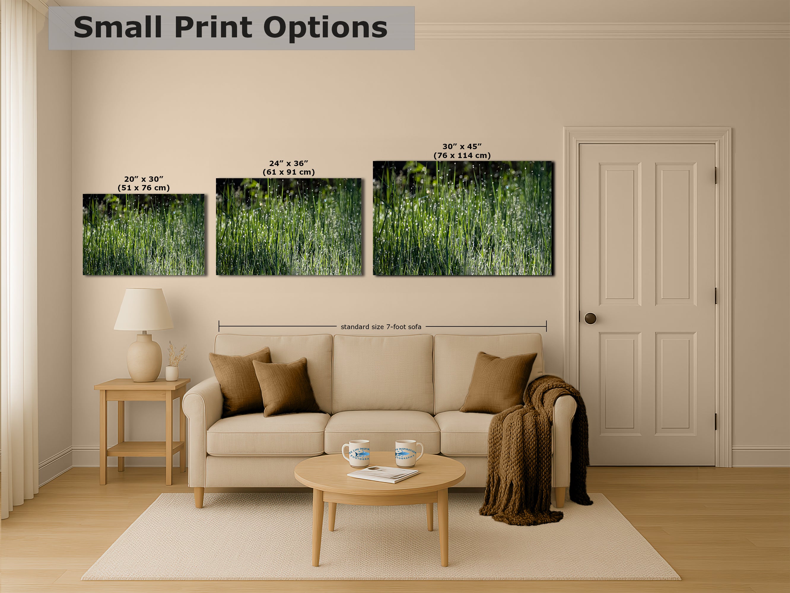 Green Grass Impressionist Art, Nature Photo Relaxation Artwork, Forest Picture Wall Decor for Bohemian Style, Office, Meditation & Dorm Room