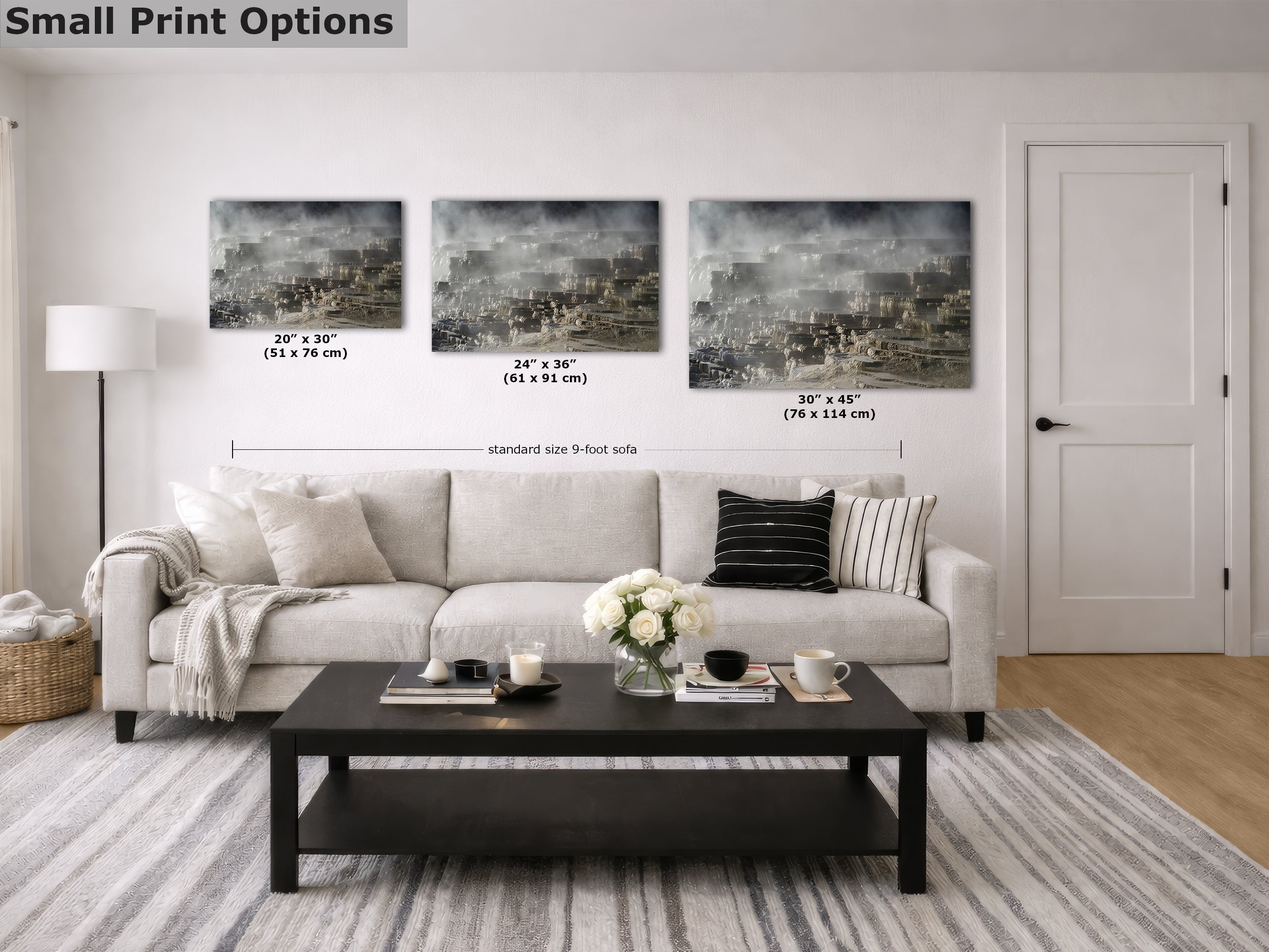 Mammoth Hot Springs Yellowstone National Park Nature Photo | Wyoming Mountain Picture Relaxation Artwork for Meditation or House Decor