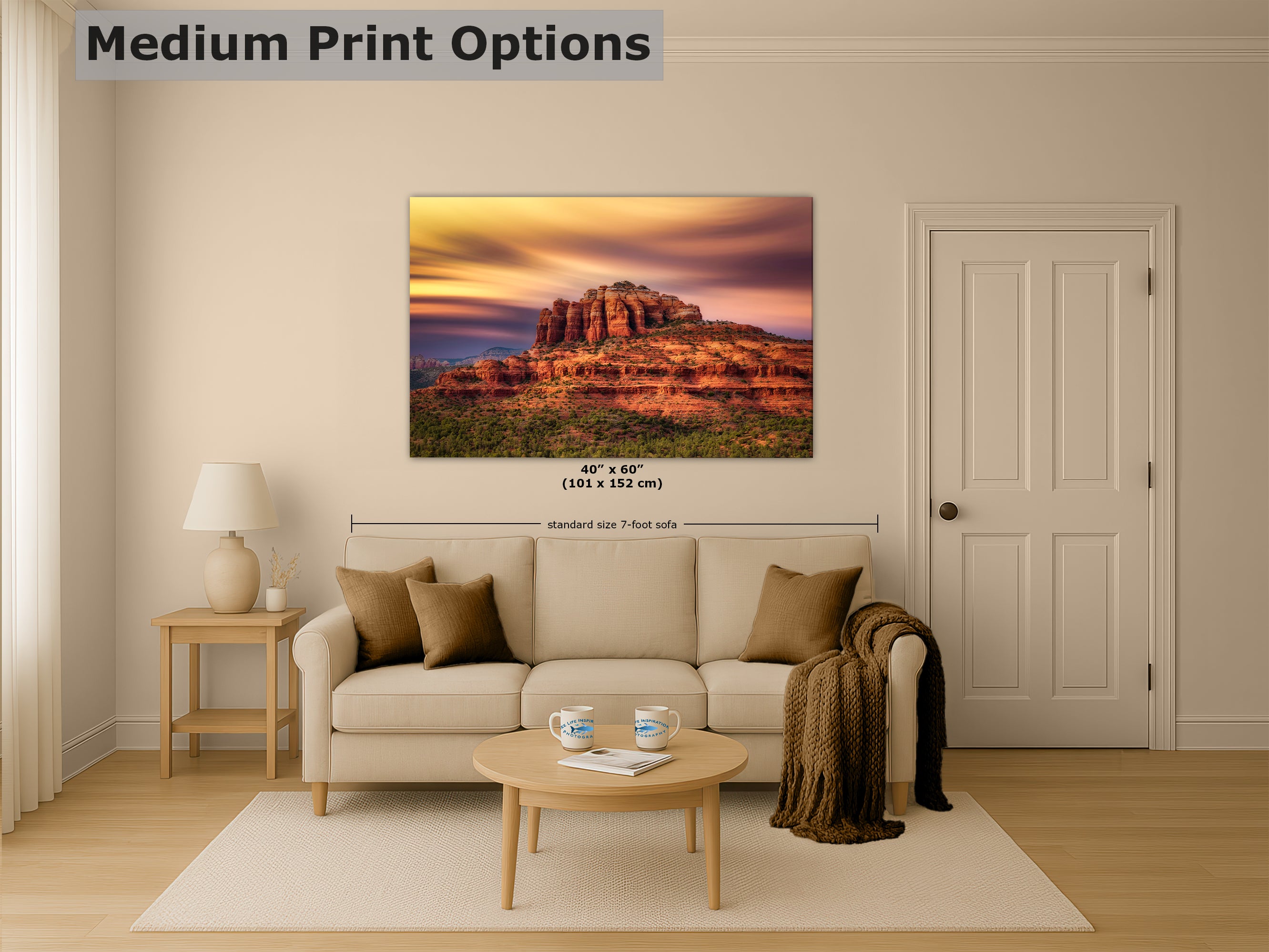 Cathedral Rock Sunset, Sedona Arizona Desert Picture Nature Photo Relaxation Artwork for Meditation, Office, and House Decor