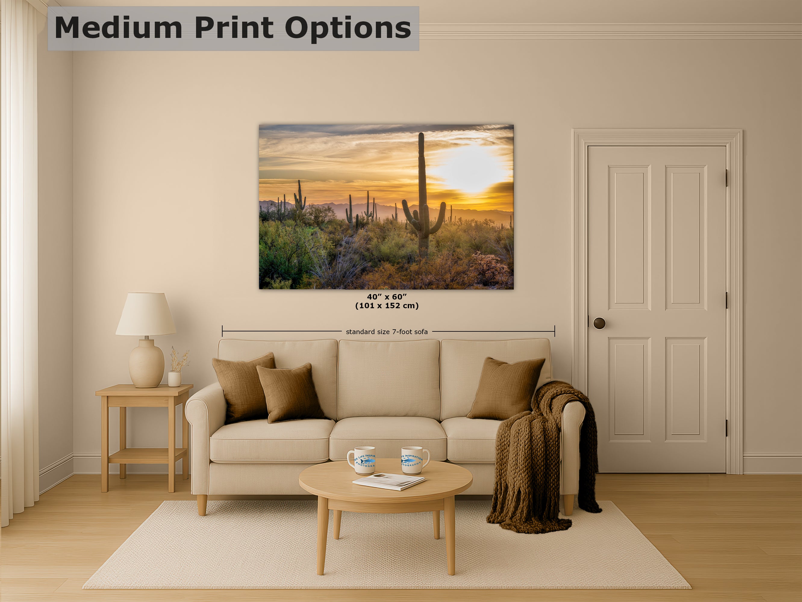 Saguaro National Park Arizona Desert Picture Sunset Nature Photo, Bohemian Style Relaxation Artwork, Southwestern Sonoran Desert House Decor