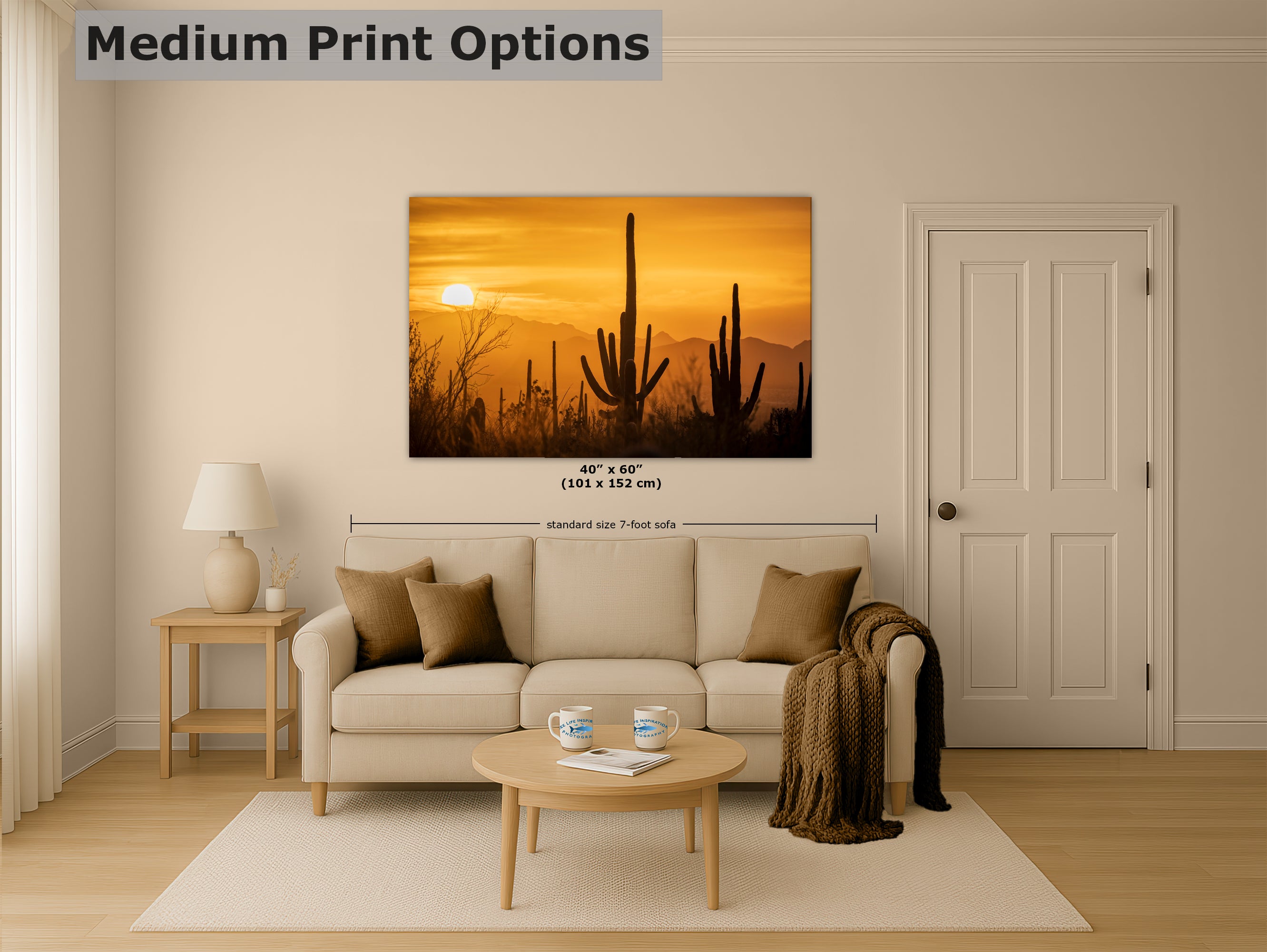 Saguaro National Park Arizona Desert Picture Nature Photo Silhouette, Bohemian Style Relaxation Artwork, Southwestern Sonoran Desert House Decor