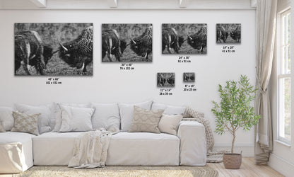 Buffalo Artwork Wildlife Photography, Black and White Bison Wall Decor, Rustic Cabin Animal Print, Nature Wall Art for Home or Office