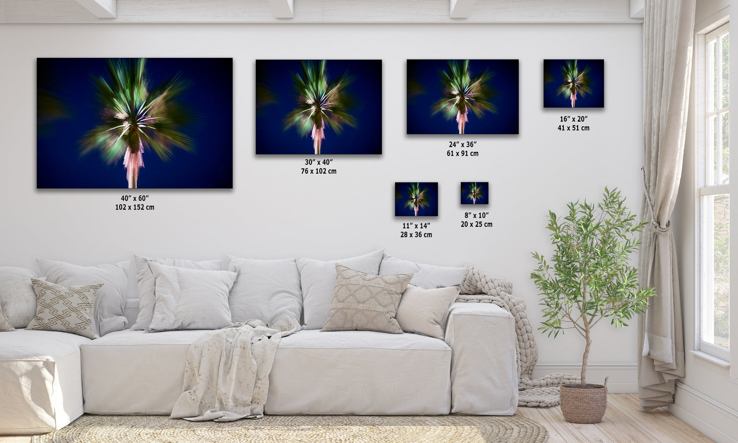 Palm Tree Forest Picture Impressionist Art Nature Photo Relaxation Artwork | Bohemian Style for Meditation, Office, & House Decor