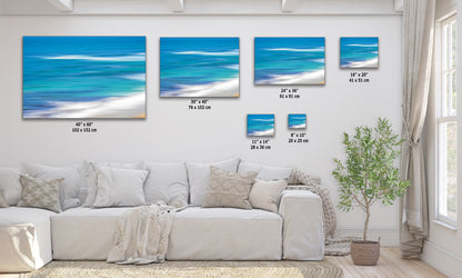 Bright Beach Waves Ocean Picture Impressionist Art Nature Photo, Relaxation Artwork for Coastal Meditation, Office, and House Decor