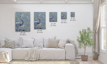 Great Blue Heron Art Wildlife Photography, Nature Wall Decor for Bird Lovers, Ocean Conservation, Relaxing Office or Room Artwork