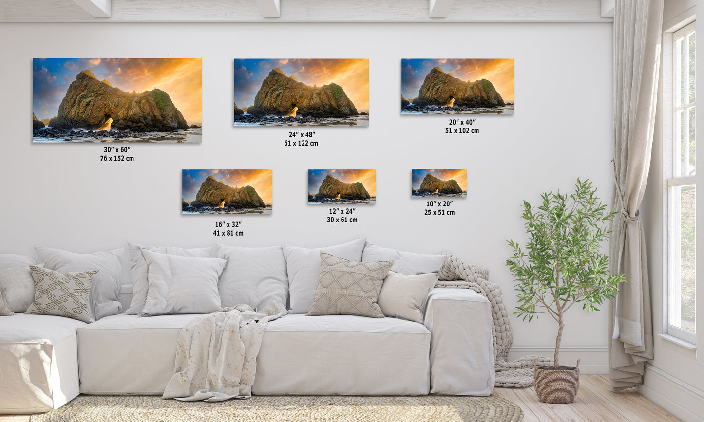 Pfeiffer Beach Big Sur California Coastline Ocean Picture Nature Photo of Keyhole Arch, Relaxation Artwork, Meditation, Office House Decor