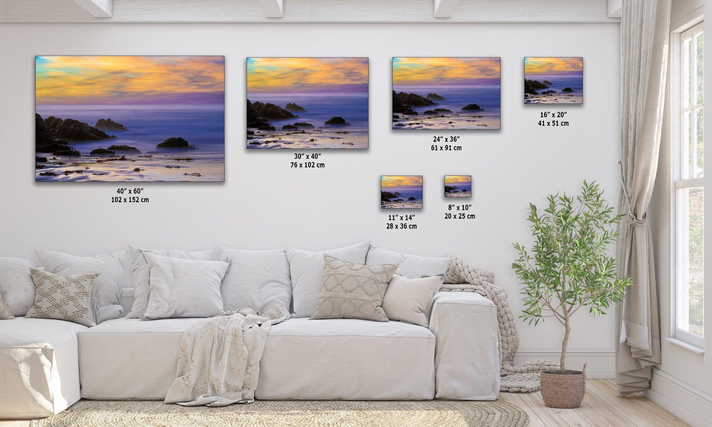 Pfeiffer Beach Sunset, Big Sur California Coastline Ocean Picture Nature Photo of Keyhole Arch, Relaxation Artwork, Meditation, Office House Decor