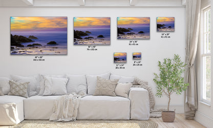 Pfeiffer Beach Sunset, Big Sur California Coastline Ocean Picture Nature Photo of Keyhole Arch, Relaxation Artwork, Meditation, Office House Decor