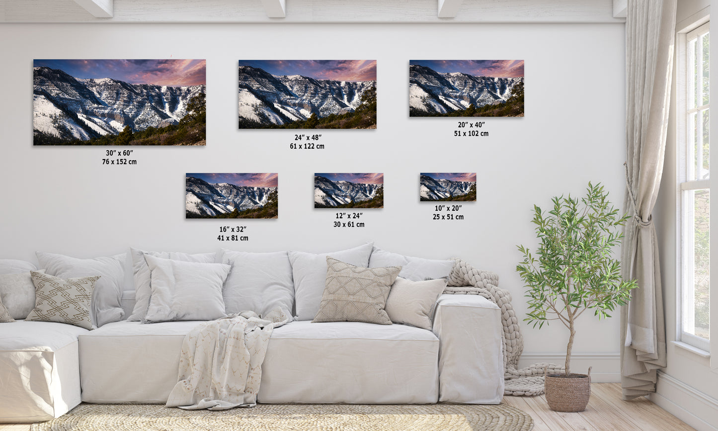 Mt Charleston Nevada Mountain Picture, Snowy Scenery Nature Photo Relaxation Artwork, Winter Landscape for Office, Dorm, Bohemian Decor